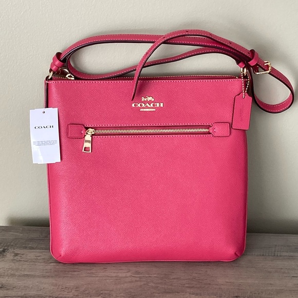 Coach Handbags - COACH Pink Leather Rowan Crossbody File Bag
